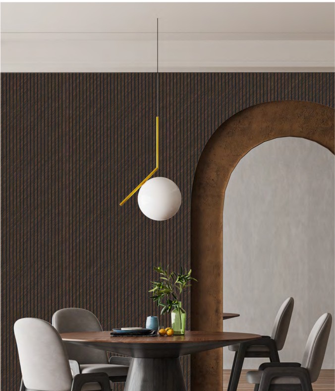 Walnut fluted panel dining room — Carbon Series MN-65 by Rosewood Interio, Mumbai